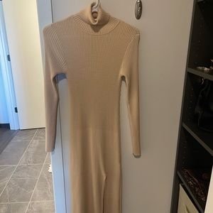 Cream turtleneck sweater dress
